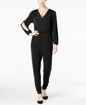 Thalia Sodi Faux-leather-trim Jumpsuit, Only At Macy's