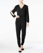 Thalia Sodi Faux-leather-trim Jumpsuit, Only At Macy's