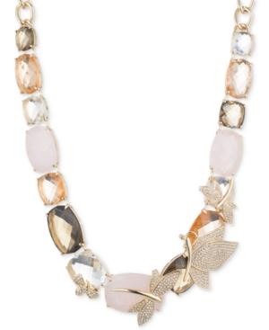 Anne Klein Gold-tone Pave Critter Multi-crystal Collar Necklace