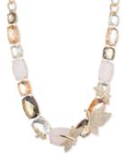 Anne Klein Gold-tone Pave Critter Multi-crystal Collar Necklace