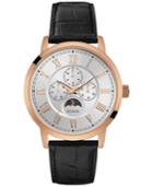 Guess Men's Black Leather Strap Watch 43mm U0870g2