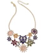 I.n.c. Gold-tone Multi-stone Flower Statement Necklace, 18 + 3 Extender, Created For Macy's