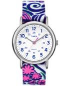 Timex Women's Weekender Blue Floral Nylon Strap Watch 43mm Tw2p90200jt