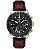 Seiko Men's Solar Chronograph Prospex Brown Leather Strap Watch 45mm