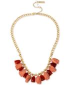 Kenneth Cole Coral Canyon Gold-tone Red Bead And Coral Stone Necklace