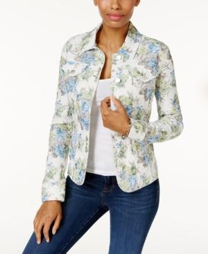 Charter Club Floral Jacquard Denim Jacket, Only At Macy's