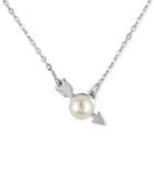 Majorica Sterling Silver Imitation Pearl Arrow Pendant Necklace