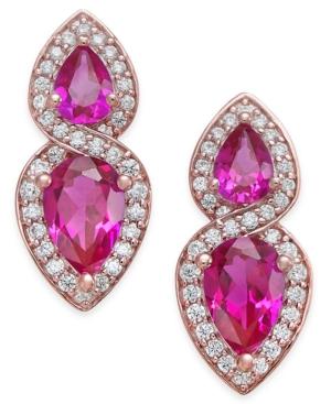 Certified Ruby (1-1/4 Ct. T.w.) And Diamond (1/4 Ct. T.w.) Drop Earrings In 14k Rose Gold
