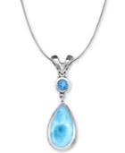 Marahlago Larimar & Blue Topaz (3/8 Ct. T.w.) 21 Pendant Necklace In Sterling Silver