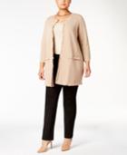 Kasper Plus Size Fringe-trim Topper Jacket