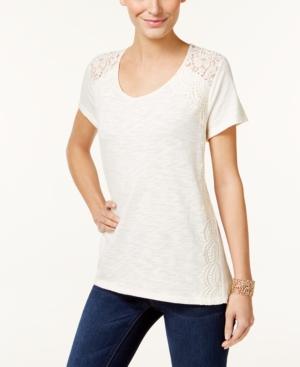 Style & Co. Lace-trim High-low Top, Only At Macy's