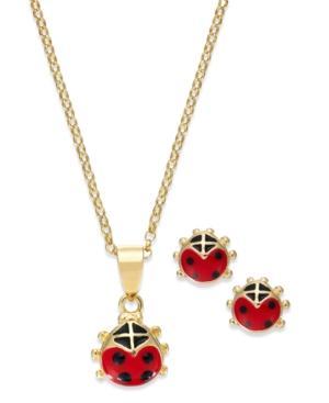 Lily Nily Children's Ladybug Enamel Jewelry Set In 18k Gold Over Sterling Silver