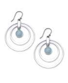 Lucky Brand Silver-tone Blue Stone Double Hoop Drop Earrings