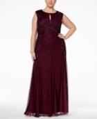 Adrianna Papell Plus Size Beaded Keyhole Gown