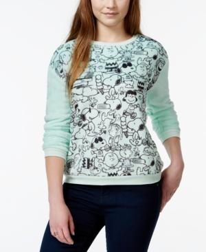 Hybrid Juniors' Peanuts Furry Fleece Graphic Sweatshirt