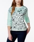Hybrid Juniors' Peanuts Furry Fleece Graphic Sweatshirt