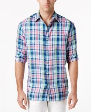 Tommy Bahama Men's 100% Linen Romario Plaid Shirt