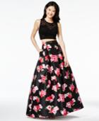 B Darlin Juniors' 2-pc. Floral-print Gown, A Macy's Exclusive Style