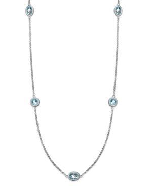 "sterling Silver Necklace, 17"" Blue Topaz Station Necklace (5 Ct. T.w.)"