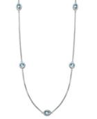 "sterling Silver Necklace, 17"" Blue Topaz Station Necklace (5 Ct. T.w.)"