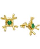Kesi Jewels Green Agate (1/4 Ct. T.w.) & Diamond And White Topaz Accent Stud Earrings In 18k Gold Over Sterling Silver