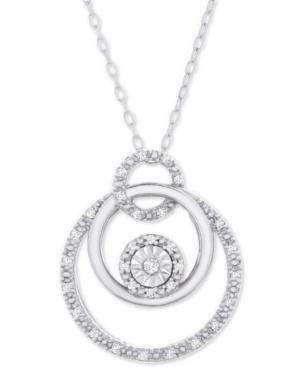 Diamond Triple Circle 18 Pendant Necklace (1/10 Ct. T.w.) In Sterling Silver