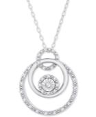 Diamond Triple Circle 18 Pendant Necklace (1/10 Ct. T.w.) In Sterling Silver