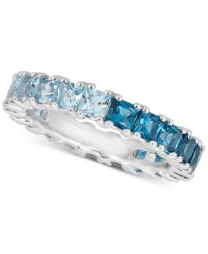London Blue Topaz (2-1/5 Ct. T.w.) & Sky Blue Topaz (1-1/2 Ct. T.w.) Band In Sterling Silver