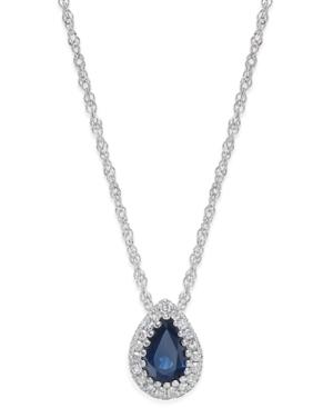Sapphire (3/8 Ct. T.w.) And Diamond Accent Pendant Necklace In 14k Gold.