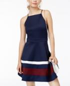 City Studios Juniors' Colorblock Scuba Fit & Flare Dress