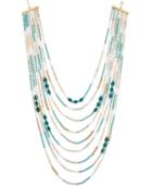 Abs By Allen Schwartz Gold-tone Beaded Multi-layer Statement Necklace