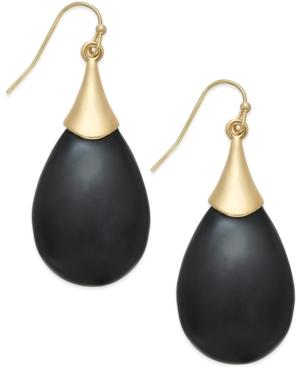 Inc International Concepts Gold-tone Large Black Stone Drop Earrings, Only Macy's
