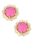 Kate Spade New York Gold-tone Round Stone Scallop Edged Stud Earrings