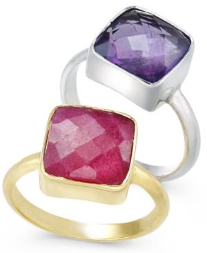 Paul & Pitu Naturally Two-tone 2-pc. Amethyst And Corundum Ring