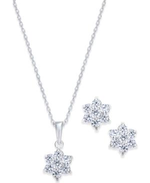 Giani Bernini Cubic Zirconia Flower Pendant Necklace And Stud Earrings Set In 18k Gold-plated, 18k Rose Gold-plated Sterling Silver And Sterling Silver, Created For Macy's