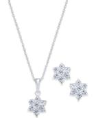 Giani Bernini Cubic Zirconia Flower Pendant Necklace And Stud Earrings Set In 18k Gold-plated, 18k Rose Gold-plated Sterling Silver And Sterling Silver, Created For Macy's