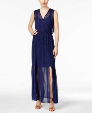 Eci Metallic Chiffon Maxi Dress