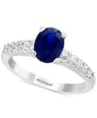 Gemstone Bridal By Effy Sapphire (1-3/8 Ct. T.w.) & Diamond (3/8 Ct. T.w.) Engagement Ring In 18k White Gold