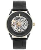 Kenneth Cole New York Men's Automatic Black Leather Strap Watch 42mm