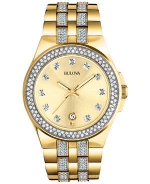 Bulova Men's Crystal Accent Gold-tone Stainless Steel Bracelet Watch 42mm 98b174