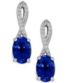Sapphire (2 Ct. T.w.) And Diamond (1/10 Ct. T.w.) Drop Earrings In 14k White Gold