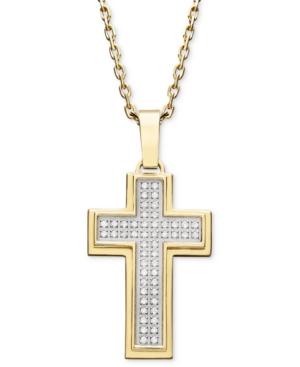 Men's Diamond Necklace, Gold Ion Plated Stainless Steel Diamond Cross Pendant (1/4 Ct. T.w.)