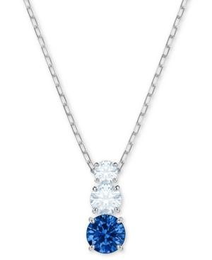 Swarovski Silver-tone Triple-crystal Pendant Necklace, 14-4/5 + 2 Extender