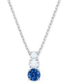 Swarovski Silver-tone Triple-crystal Pendant Necklace, 14-4/5 + 2 Extender
