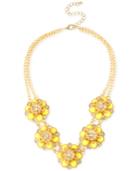 Inc Gold-tone Yellow Flower And Crystal Statement Necklace