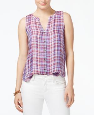 Lucky Brand Americana Sleeveless Plaid Shirt