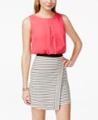 Speechless Juniors' Lattice-back Contrast Bodycon Dress