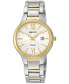 Seiko Women's Solar Two-tone Stainless Steel Bracelet Watch 29mm Sut210