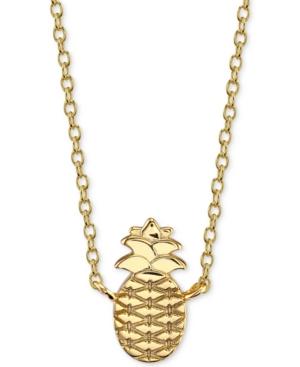 Unwritten Pineapple Pendant Necklace In Gold-tone Sterling Silver