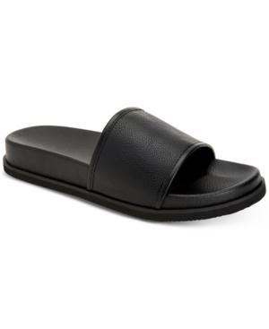 Calvin Klein Men's Mackee Tumbled Smooth Leather Slides Men's Shoes